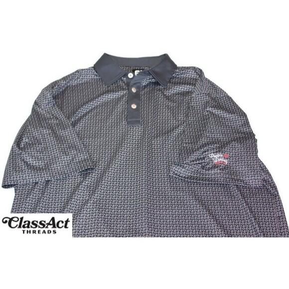 FOOTJOY FJ Blue Geo Metric Short Sleeve Logo Golf Polo Shirt Men's XL - Picture 2 of 9